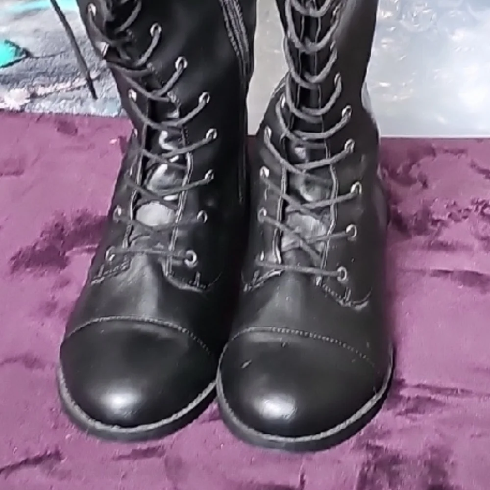NWOB - Torrid 10W - EXTRA WIDE WIDTH CALF - Black Over the Knee Lace-Up Boots